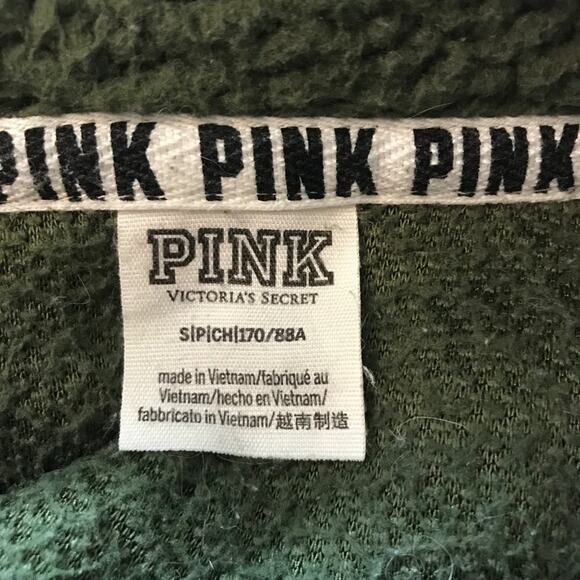Pink Victoria’s Secret Green Sherpa Style Pullover Size Small - Picture 5 of 8